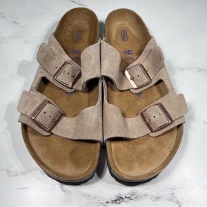 Birkenstock Arizona Soft Footbed Taupe Suede Sandals